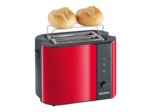 Grille pain severin at2217 , noir/inox laqué rouge, 800 w, double fente