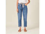 Jeans mom ceinture foulard