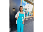 Pantalon fluide bleu turquoise 974