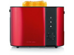 Grille pain severin at2217 , noir/inox laqué rouge, 800 w, double fente