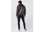 Veste en nappa à capuche amovible