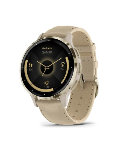 Garmin - Venu 3S  bracelet en cuir lin soft Gold