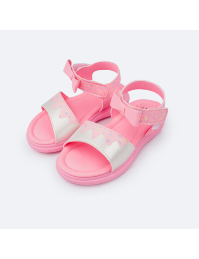 Sandale ouverte bebe fille blanc rose