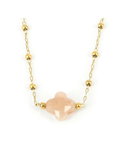 Collier ZAG en acier doré et pierre de soleil