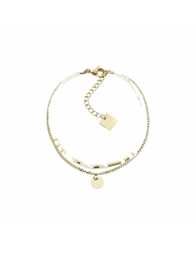Bracelet Zag en acier doré et nacre
