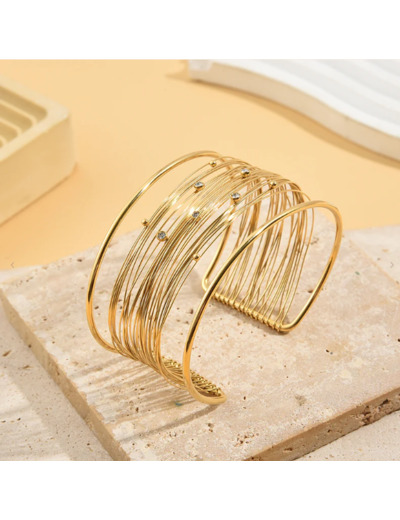 Bracelet Jonc Multilignes - Doré