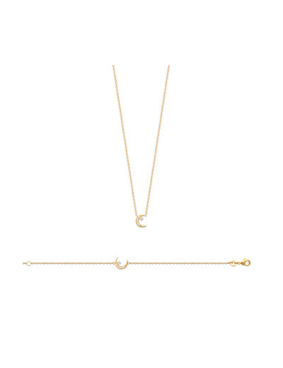 Collier en plaqué or et oxyde de zirconium, 45cm