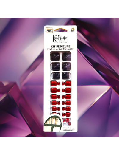 PRESS ON NAILS PEDICURE- PURPLE AND RED