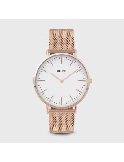 Cluse Montre Boho Chic Mesh White Rose