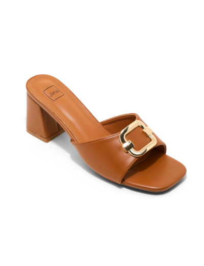 Mule talon decrochee femme cognac