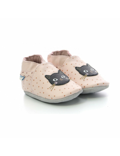 Chaussons Cuir Meek Cat Rose - Robeez - 890150-10