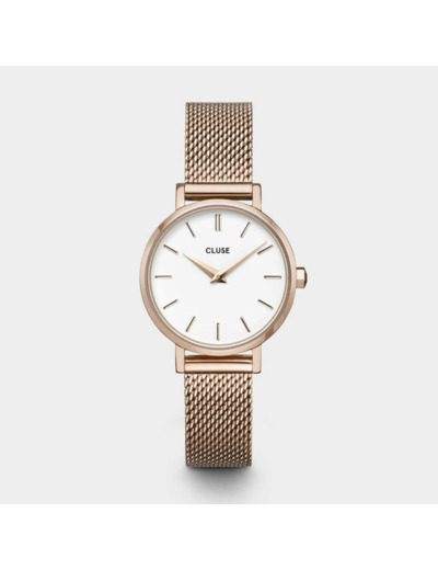 Cluse Montre Boho Chic Petite Mesh White Rose Gold