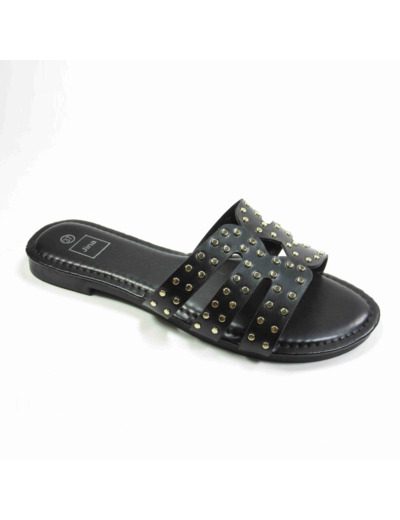 Mule plate femme noir