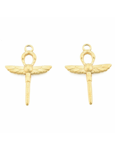 Pendentif croix de Ankh scarabée + attache belière