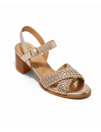 Sandale talon decrochee femme or
