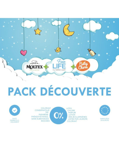 PACK DECOUVERTE ECHANTILLONS COUCHES BEBE - FREELIFE/BABYCHARM/MOLTEX