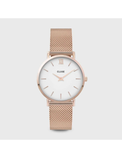 Cluse Montre Minuit Mesh White Rose Gold