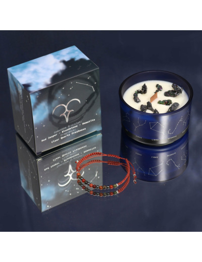 Bougie de Cristal du Zodiaque avec Bracelet de Pierres Précieuses - Bélier