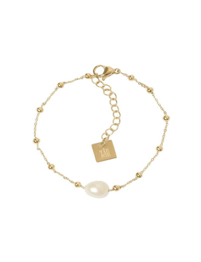 Bracelet Zag en acier doré et perle