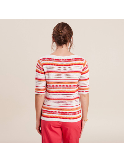 Pull manches 3/4 ajouré