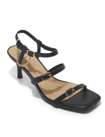 Sandale talon decrochee femme noir