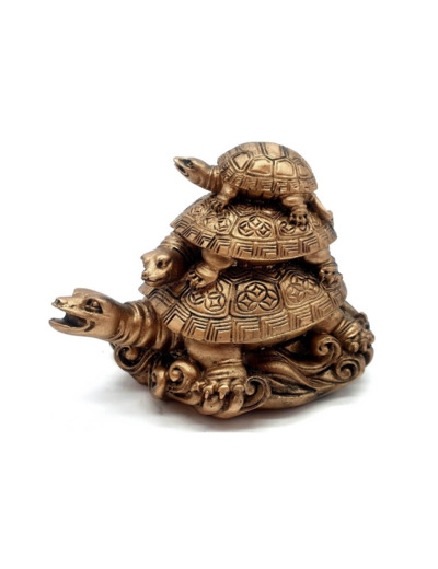 Statue Resine Tortues de la Prosperite Bronze 8cm