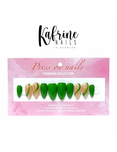 PRESS ON NAILS - PREMIUM GREEN&GOLD