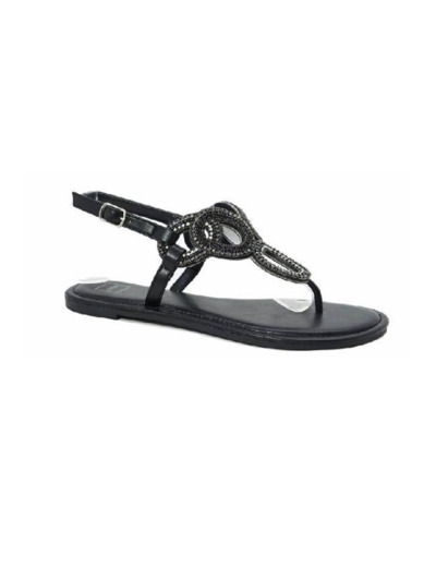 Sandale plate femme noir