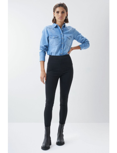 Jegging à taille haute en denim noir