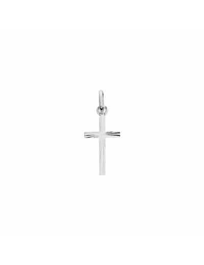 Pendentif croix lapidée en or blanc
