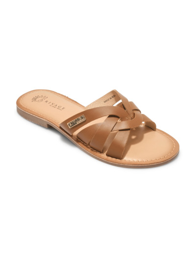 Mule plate femme cognac rivage