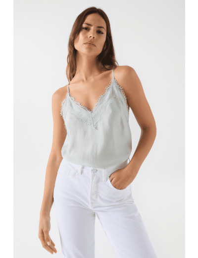 TOP EN SATIN AVEC DÉTAILS EN DENTELLE