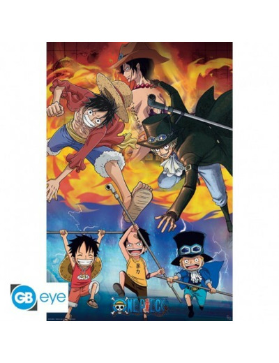 ONE PIECE - Poster "Ace Sabo Luffy" roulé filmé (91.5x61)