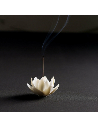 Porte-encens en porcelaine lotus blanc