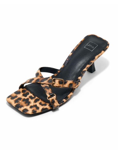 Mule talon decrochee femme leopard