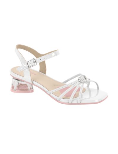 Sandale talon decrochee junior fille blanc