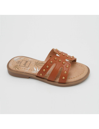 Mule plate fille camel