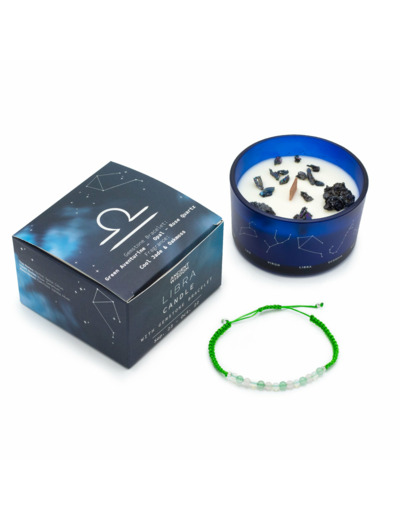 Bougie de Cristal du Zodiaque avec Bracelet de Pierres Précieuses - Balance