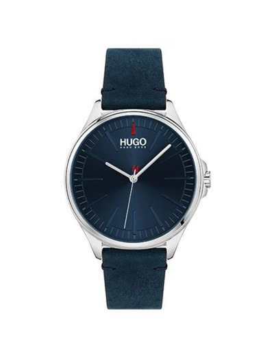 Hugo Montre homme Smash bleu cuir