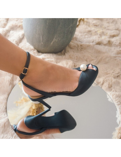 Sandale talon decrochee femme noir