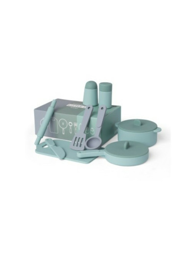 Set de cuisine gris et vert en silicone 11 pièces  - LL036-001 - Little L