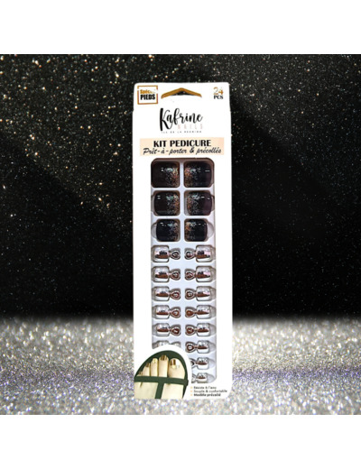 PRESS ON NAILS PEDICURE- BLACK AND MIRROR EFFECT