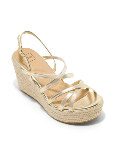 Sandale talon compensee femme or