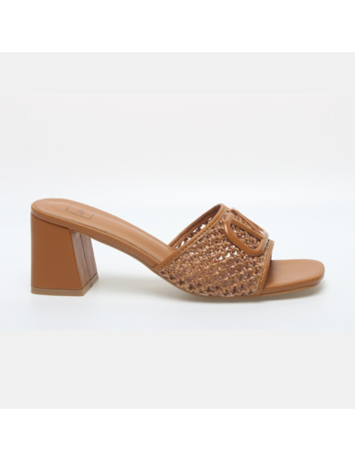 Mule talon decrochee femme camel