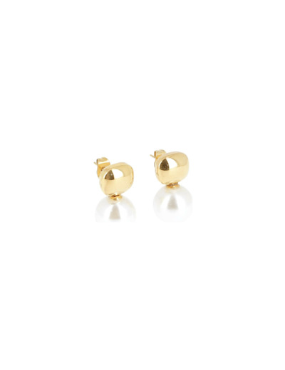 Boucle d'oreille Zag en acier doré et perle