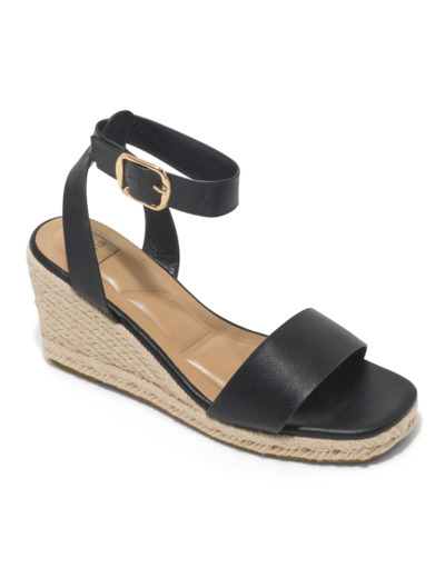 Sandale talon compensee femme noir