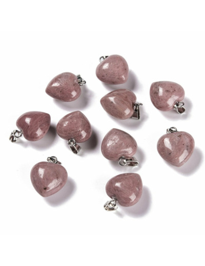 Pendentif petit cœur rhodochrosite naturelle