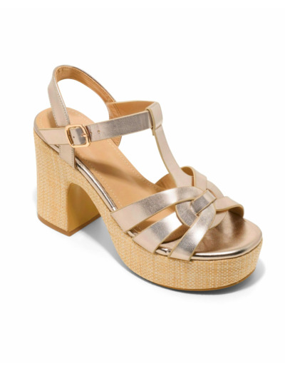 Sandale talon decrochee femme or