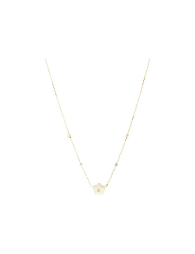 Collier Zag en acier doré et nacre