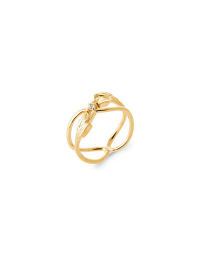 Bague en plaqué or et oxydes de zirconium